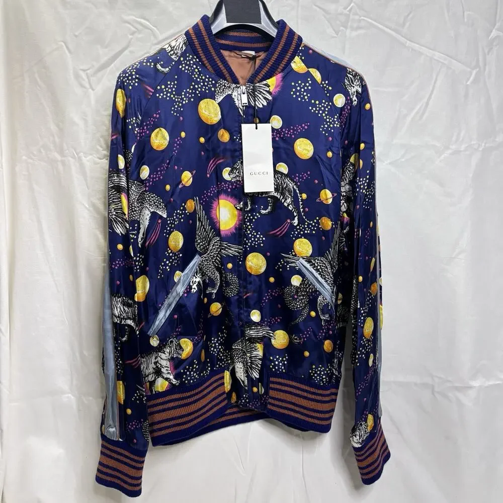 GUCCI Space Animals Alessandro Michele Bomber Jacket Blue Sz 50